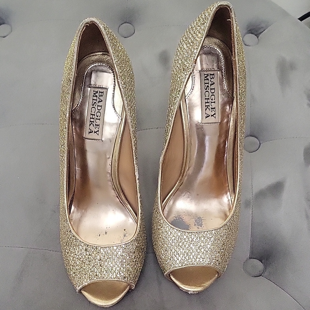 Badgley Mischka Glittering Gold Heels